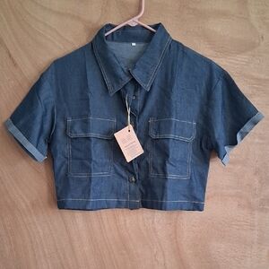 Blue Denim Cropped Shirt
